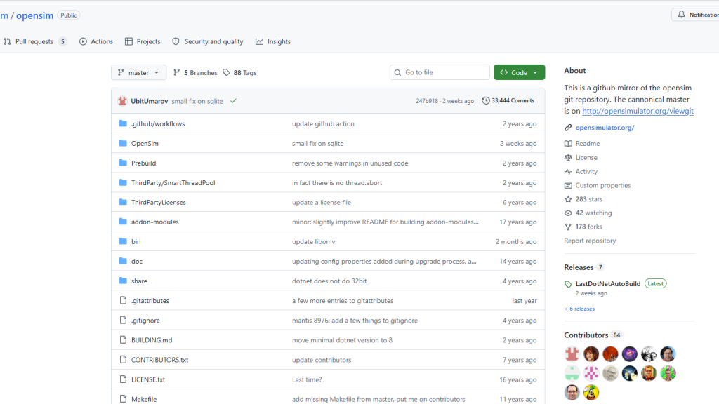 OpenSimulator GitHub