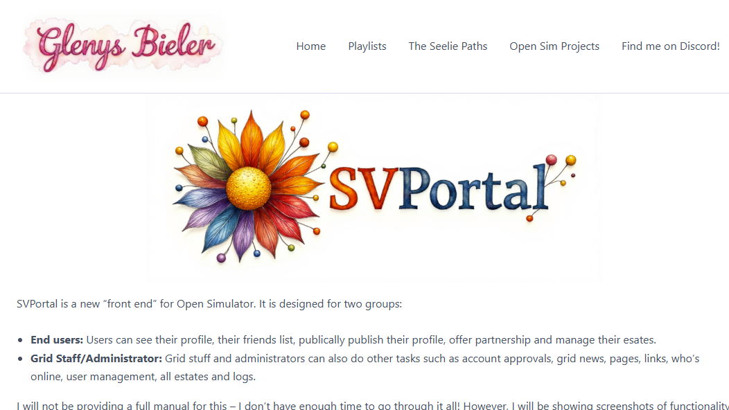 SVPortal for Opensim Grids